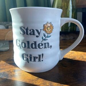 “Stay Golden, Girl!” Charming White Ceramic Mug with Floral Design 20 oz